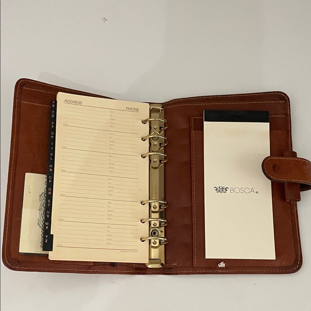 Bosca Brown Leather Planner with Gold Accents Never Used - Picture 3 of 5